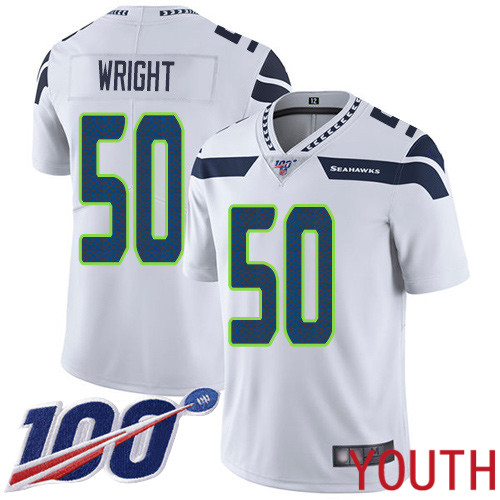 Seattle Seahawks Limited White Youth K.J. Wright Road Jersey NFL Football #50 100th Season Vapor Untouchable